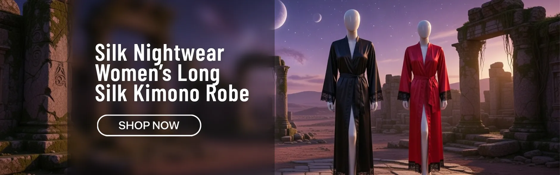 Women Long Kimono Robe Silk Nightwear