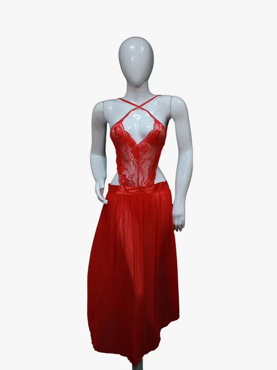 2Pc Babydoll transparent Net Gown