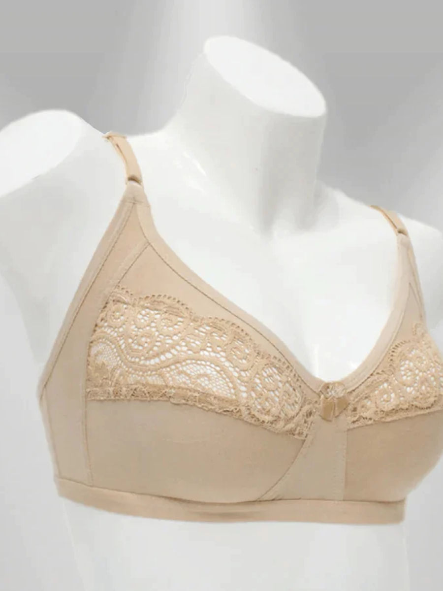 Full cup cotton lace bra