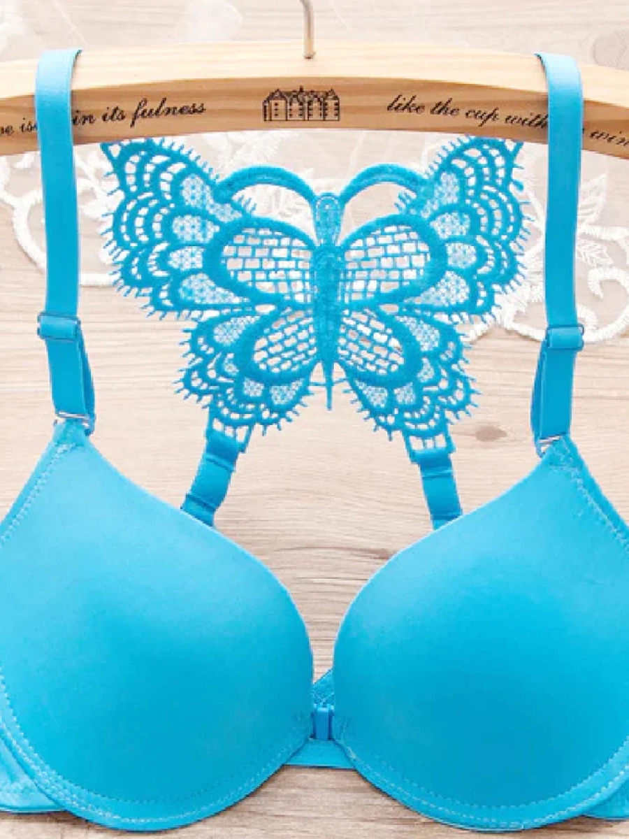 Elegant front closure butterfly back beauty smooth padded bra