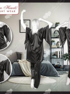 2 Pcs Stylish Silk Sleepwear Pajama Suit