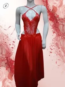 2Pc Babydoll Net Gown