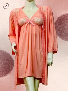 3 Pcs Sexy Nighty with Gown