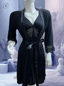 Ladies Stain Slink 3 Pcs Nighty