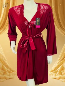 3 Pcs Short Gown Nighty Set