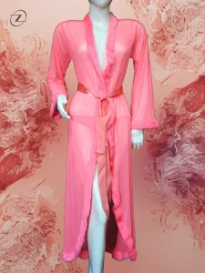 V-Neck Mesh Net Long Robe